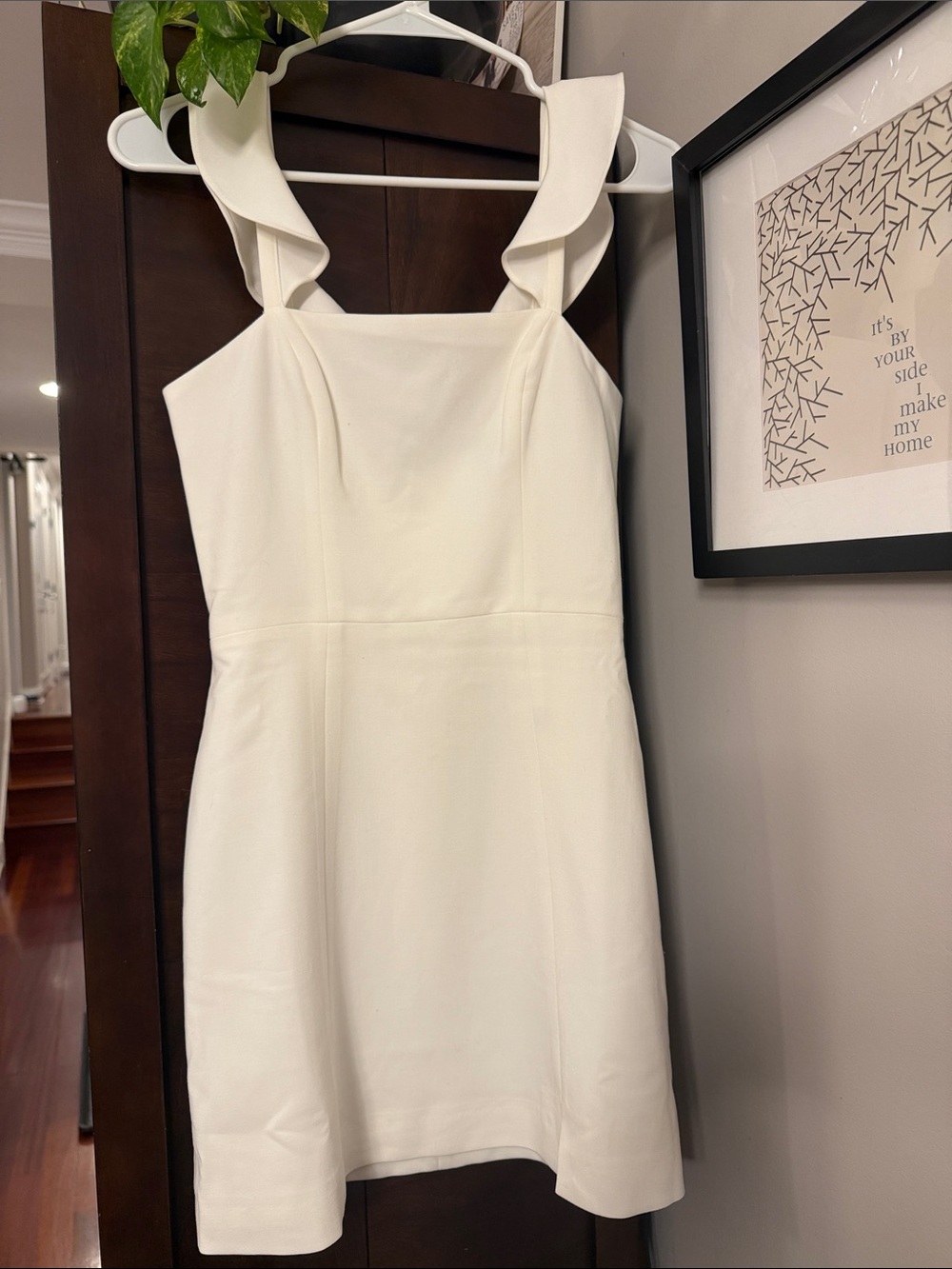 French Connection White Square-Neck Mini Dress with Ruffled Straps